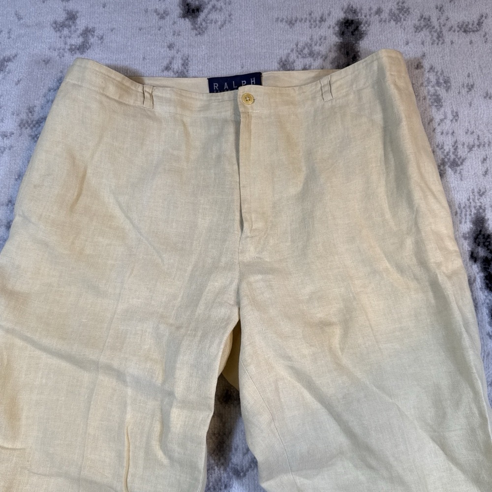 Ralph Ralph Lauren Pants Mens Size 36x25.5 Linen Woven Pale‎ Yellow Comfort - Picture 3 of 14